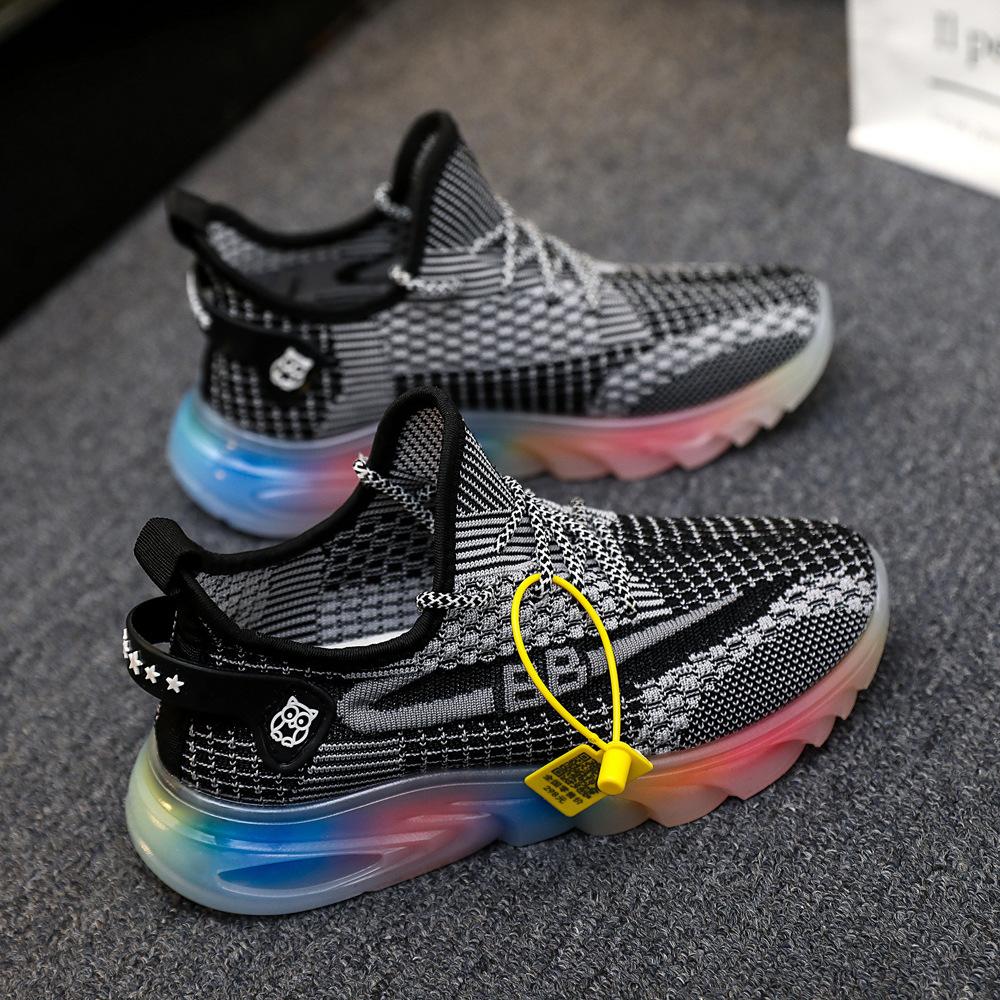 2025 new casual women's shoes fly-woven color sports shoes student breathable running shoes women's soft sole wear-resistant