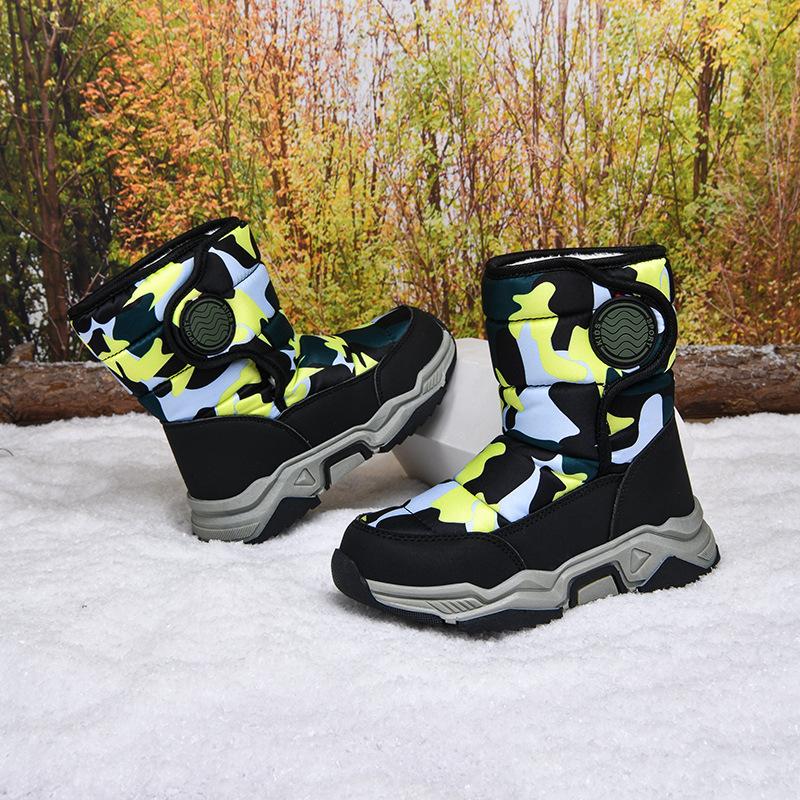 Children's Snow Boots 2025 Winter Thickened Velvet Non-slip Flat-soled Cotton Shoes Waterproof Cotton Boots Outdoor Men's and Women's Medium and