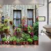 3D Landscape Shower Curtain Garden Wooden Bridge Plant Tree Flower Natural Scenery Bathroom Decor Hanging Wall Fabric Curtain