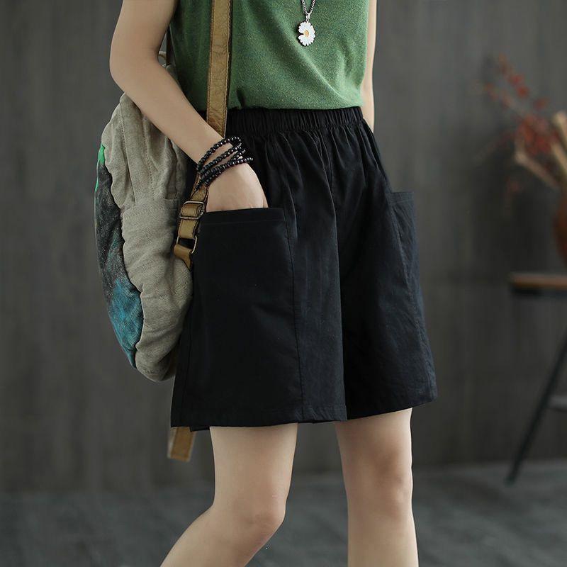 Women's Summer Casual Wide-Leg High Waist Plus Size Wool Shorts with Slimming Fit and Pockets