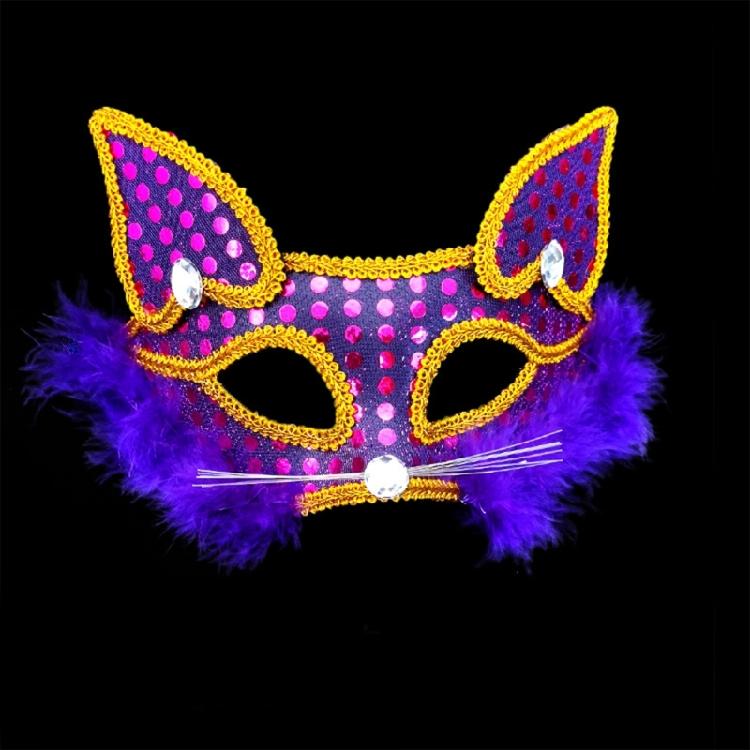 Masquerade Mask Foxes Mask Halloween Costume Mask Sequins Cats Mask Half Face Mask for Party