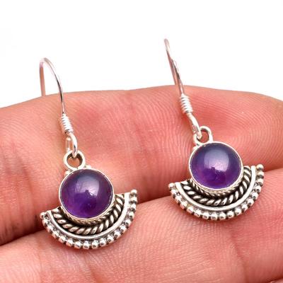 Natural Amethyst February Birthstone Drop Earring Solid 925 Sterling Silver Jewelry
