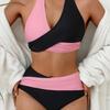 European and American New Swimsuit Split Splicing Contrasting Color Bikini Seaside Bikini Color Matching