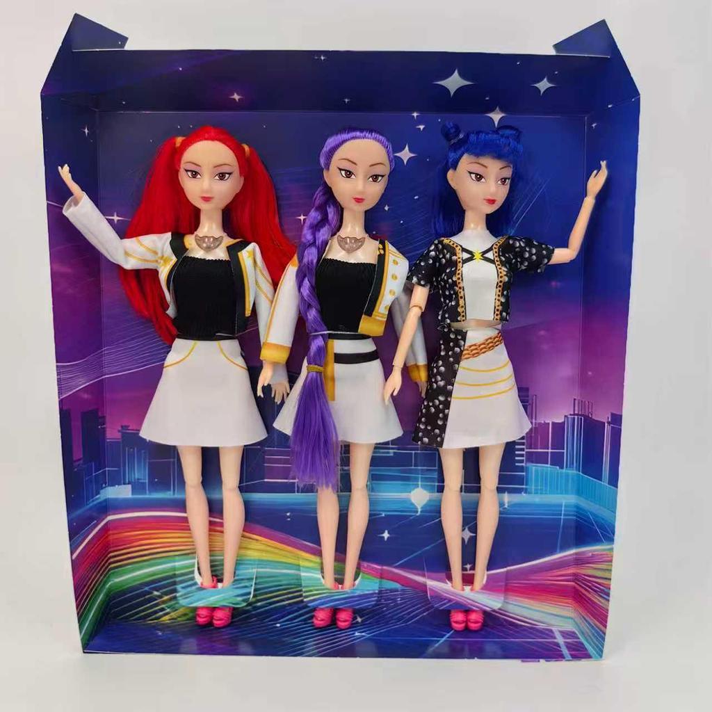 Demon Avcısı K-POP Kız Grubu Bebekleri: Müzikli Işıklı Peluş Figürler