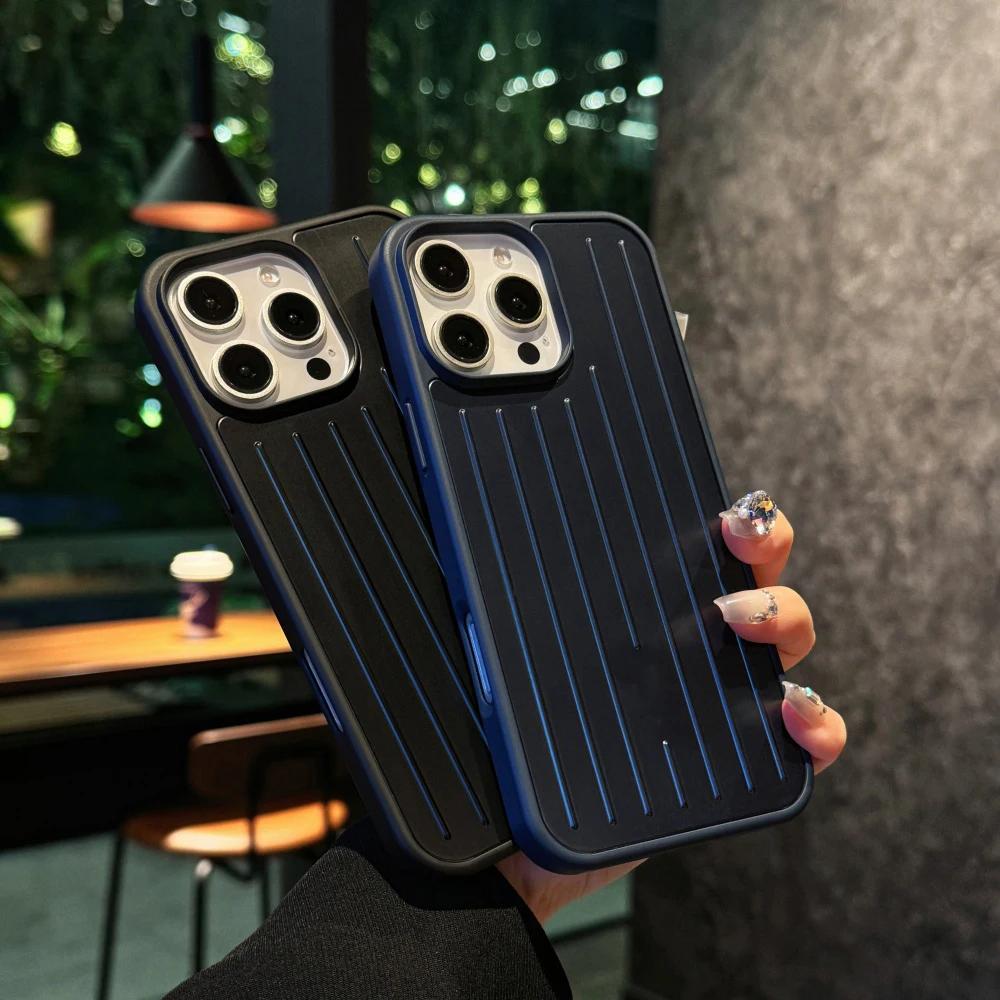 Husă de lux Sle Busines cu senzație de gheață din aliaj cu dungi ondulate 3D pentru IPhone 17 Pro Max 16 15 14 Pro Max Husă de protecție anti-cădere