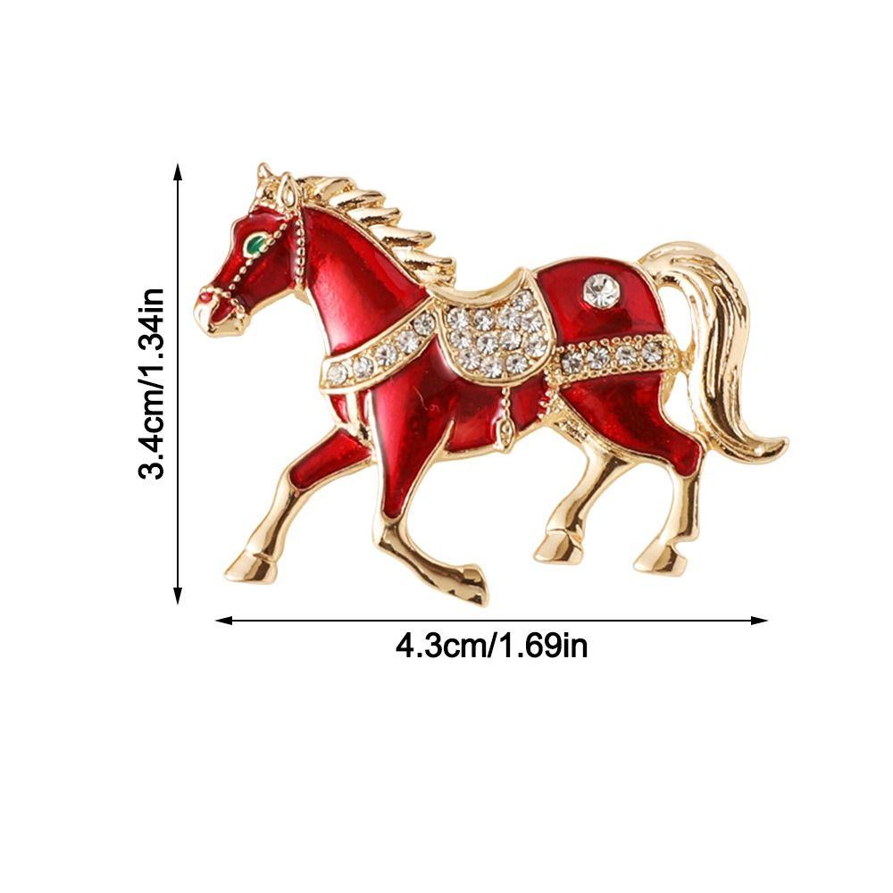 Vintage Running Horse Brooch Red/Blue/Gold/Silver Traditional Zodiac Animal Badge Tang Dynasty Enamel Animal Lapel Pin
