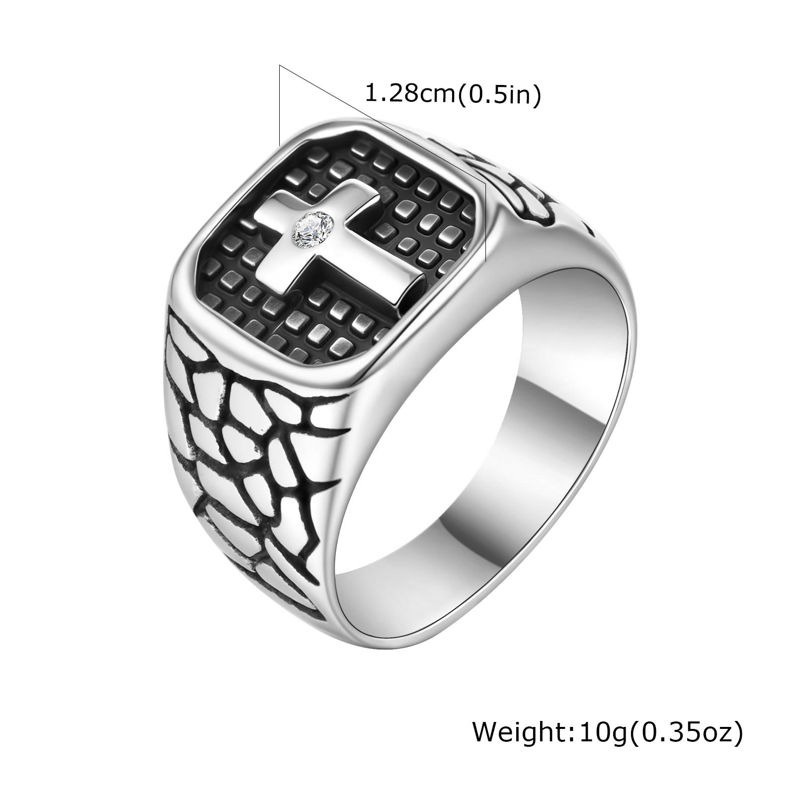 

Punk Cross Stamp Ring for Men Boys,Stainless Steel Crack Warrior Men s Jewelry Viking Aesthetic Rings,Vintage Jewelry Gifts 7