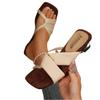 Women's Summer Square Toe High Heel Slide Sandals Knotted Strap Open Toe Casual Slip On Shoes with Transparent Block Heel