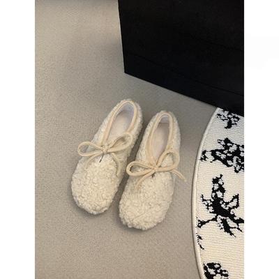Leichtgewichtige, flauschige Schuhe mit niedrigem Absatz, bequeme College-Doudou-Baumwollschuhe zum Tragen, Schwangere