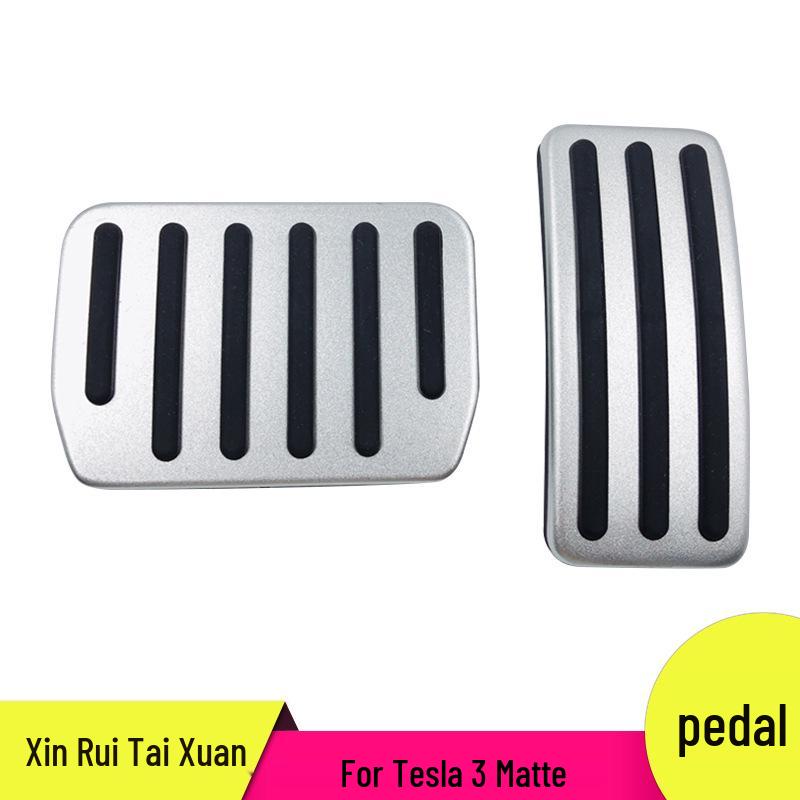 

Tesla Model 3 Non-Slip Frosted Pedal Set: Accelerator, Brake, Rest Area Decor. Aluminum Alloy + Hard Rubber