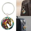 Alloy Keychain With Dome Glass Horse Charm For Keys Purses Decorative Key Chain Accessories for Women Girls