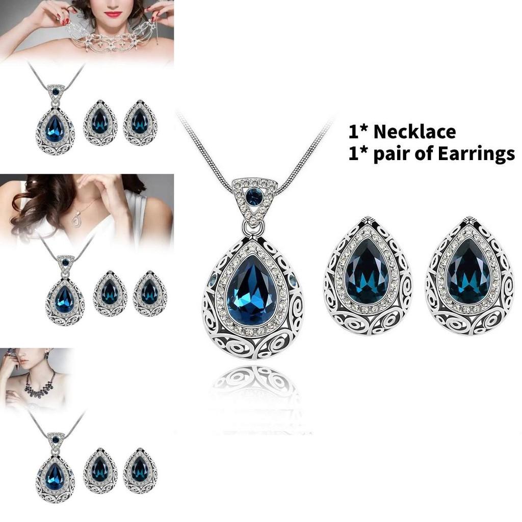 Sparkling Crystal Earring Necklace Collection With Electroplated Finish For Giftgiving