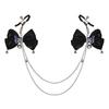 Sexy Aurora Bowknot BDSM Set Non-Piercing Nipple Clamps with Butt Plug Long Chain Dangle Bell Heart Adult Roleplay Lingerie Jewe