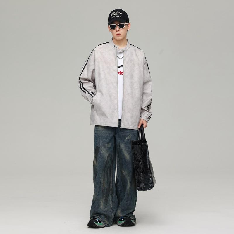 Американская ретро куртка с тремя полосками мужская ранняя осень новая модная брендовая — фото 4