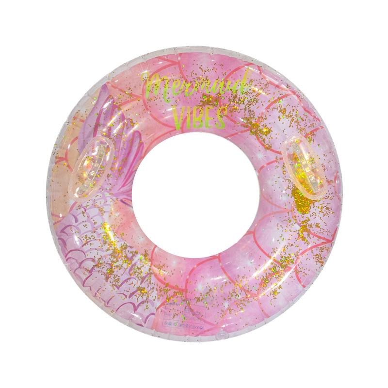 Starry Sky Sequin Mermaid Swim Ring: Thickened Inflatable Children's Float