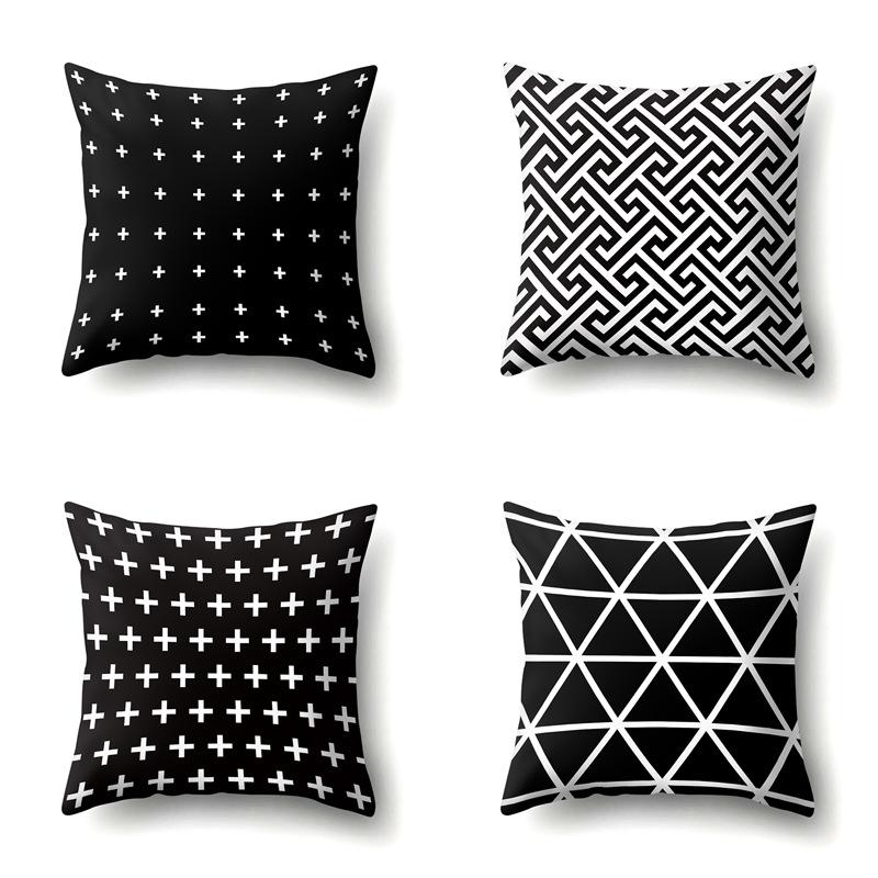 Polyester Pillow Case Geometric Decoration Home Petal Strip Printed Cushion Cover Bedside Cushion Cover Waist Cushion Cover