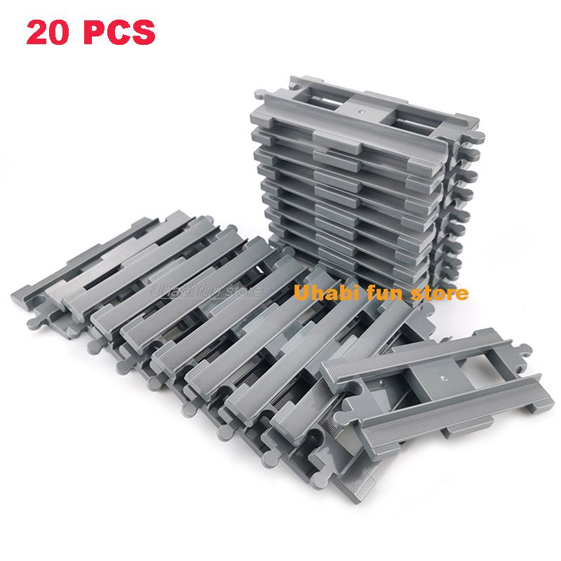 Non-Toxic Rail Transport Big Size Building Blocks Creative Track Accessories Assemble Toys For Children Bricks Compatible City Train Set
