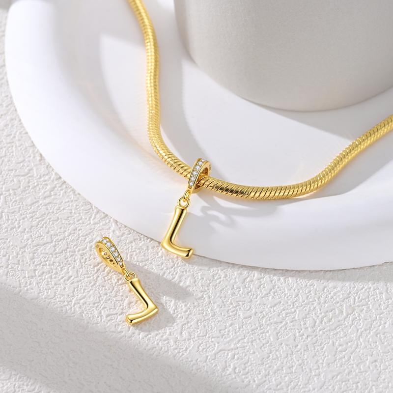 Copper Golden Letter L Charms Fit Original Bracelet Making Gift For Woman Jewelry Diy Fashion Pendant