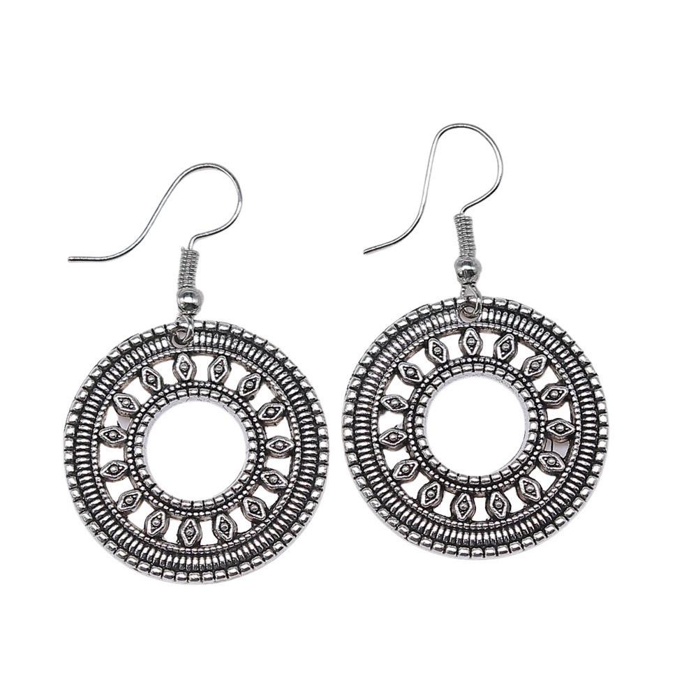 Filigree Teardrop Dangle Earrings Vintage Boho Leaf Drop Earrings For Women Ethnic Retro Jewelry