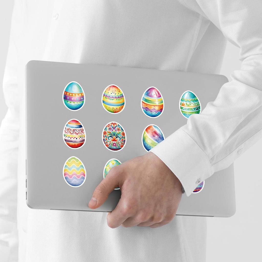 50 Easter Egg Graffiti Stickers for Mobile Phones and Computers, Waterproof Decorative Stickers, Creative Easter Stationery Stickers