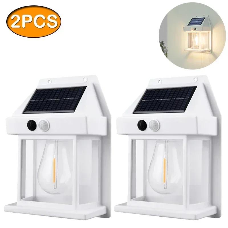 LED Solar Tungsten Filament Lamp Human Body Induction 3 Mode Outdoor Garden Lamp Hanging Wall Lamp Atmosphere Lamp Waterproof