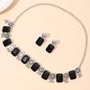 Women Artificial Crystal Jewelry Sets Beads Tassel Necklace Earrings
