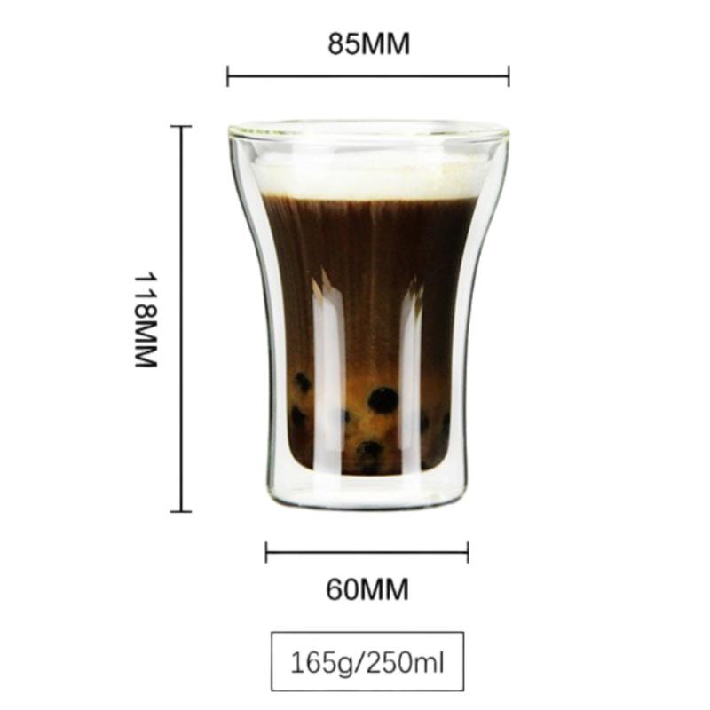 100/200/250ML Prosty Dwuwarstwowy Szklany Kubek Odporny na Ciepło i Zimno Chroniący przed Oparzeniami Kubek do Kawy Mleka Brandy Wina Akcesoria do Kawiarni