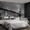 New York City Skyline Tapestry, Brooklyn Bridge Night View Backdrop for Living Room Decor