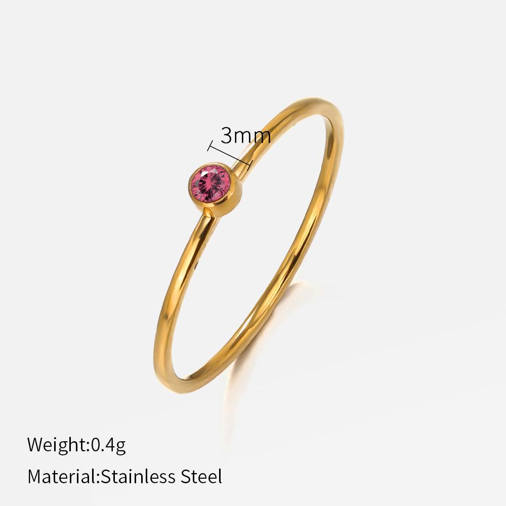 European and American fashion single colored diamond titanium steel ring female simple popular niche design plain ring stainless steel ring