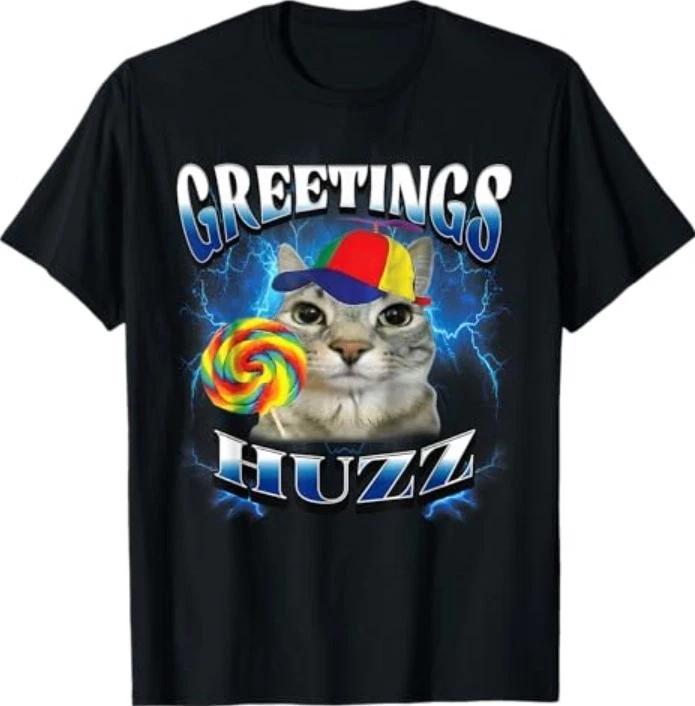 Greetings Huzz Funny Lollipop Cat Meme T-Shirt S