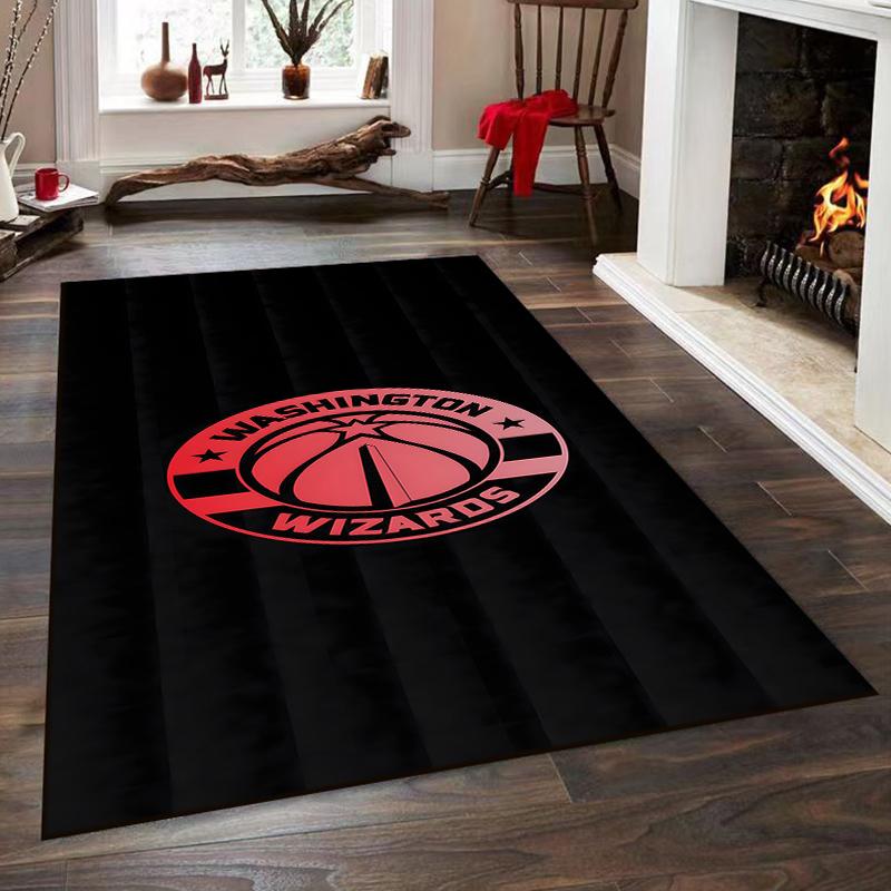 Washington Wizards Logo Black Rug Non-slip rug suitable for living room and bedroom sofas