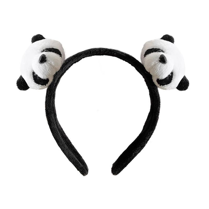 Korean Cute Cartoon Bear Panda Brooch with Plush Doll and Hair Accessories Set