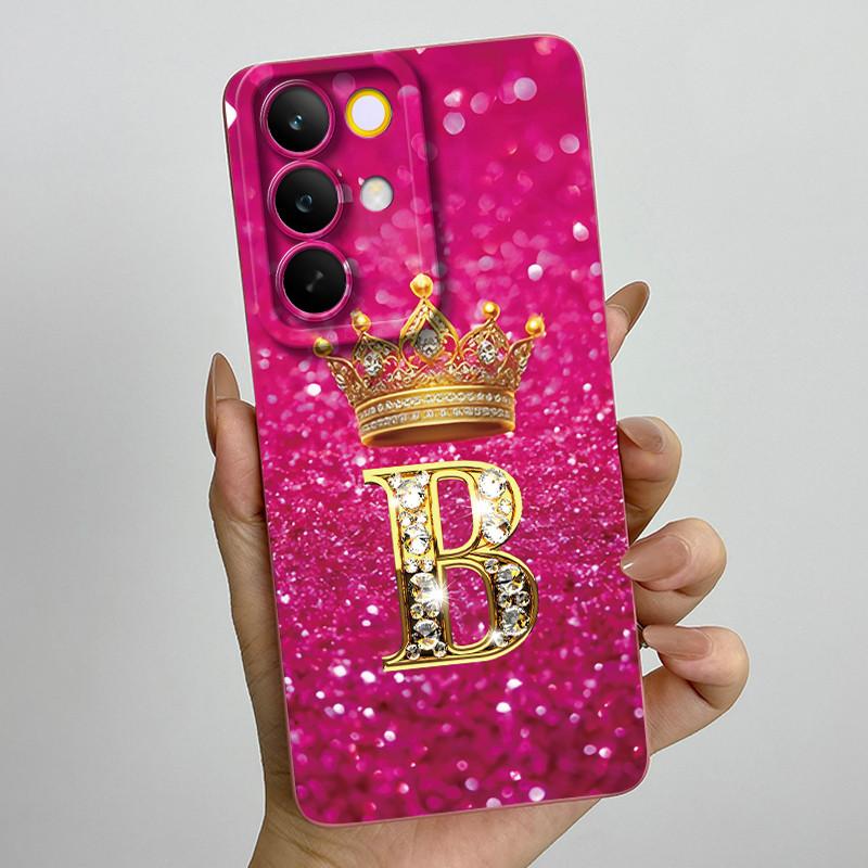 For Realme C85 Pro 2025 Crown Initial Letter Couple Phone Case RealmeC85 Pro 4G RMX5555 Soft Silicone TPU Lens Protective Casing