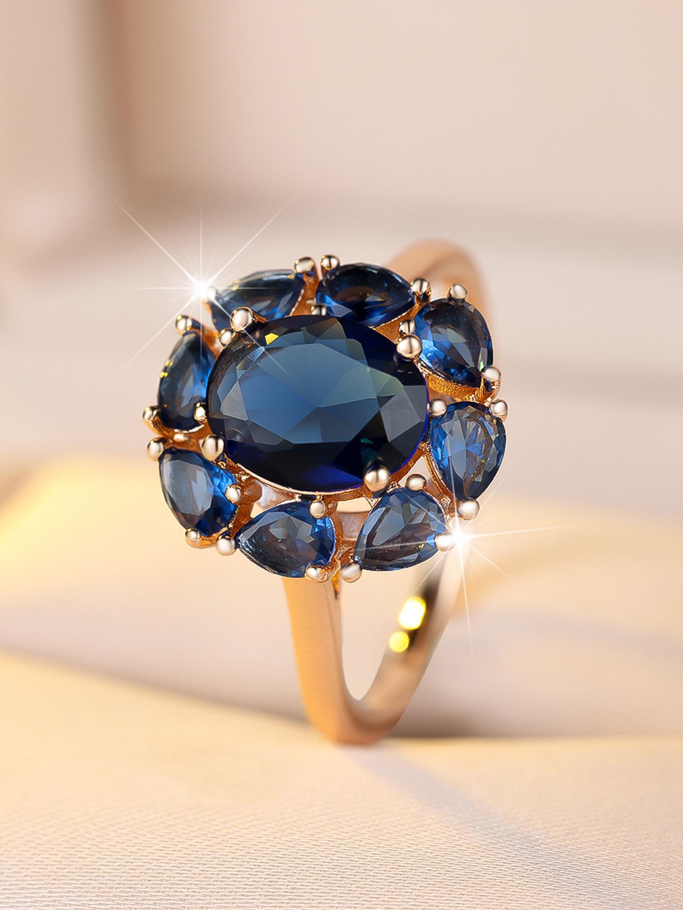 

Zircon Ring Plated Jewelry Ring 10 синий