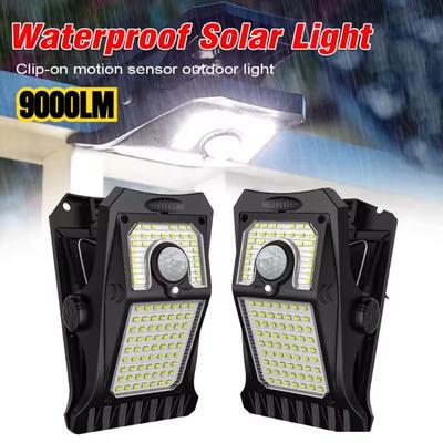 Luci Solari da Giardino a LED da Esterno Luce Solare a Clip Sensore di Movimento Lampada da Campeggio con 3 Modalità Impermeabile Recinzione Strada Paesaggio