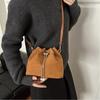 Portable Large Capacity Crossbody Bags Solid Color Faux Suede Shoulder Bag Adjustable Strap Drawstring Women's Handbags Women
