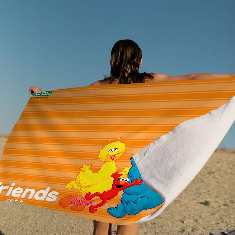 

Sesame Street Cartoon Microfiber Blanket Quick Drying Beach Towels Oversized Printing Super Absorbent Pool Towel Blanket W40*H60(CM)