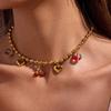 Retro European Style Strawberry Necklace Fruit Series Love Chain Choker Cherry Bracelet  Travel