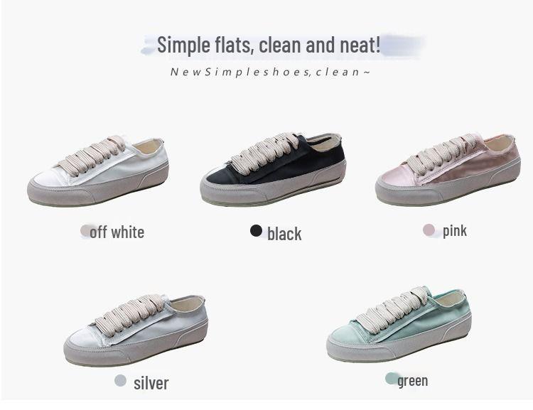 2025 Seide Spanische Nische Damen Flache Weiße Canvas-Schuhe für Frühling/Herbst - Lässiger, Sportlicher Stil