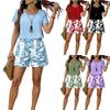 Women's Casual Two Piece Set Short Sleeve Top and High Waist Shorts Printed Summer Outfit Lightweight Comfortable Fit