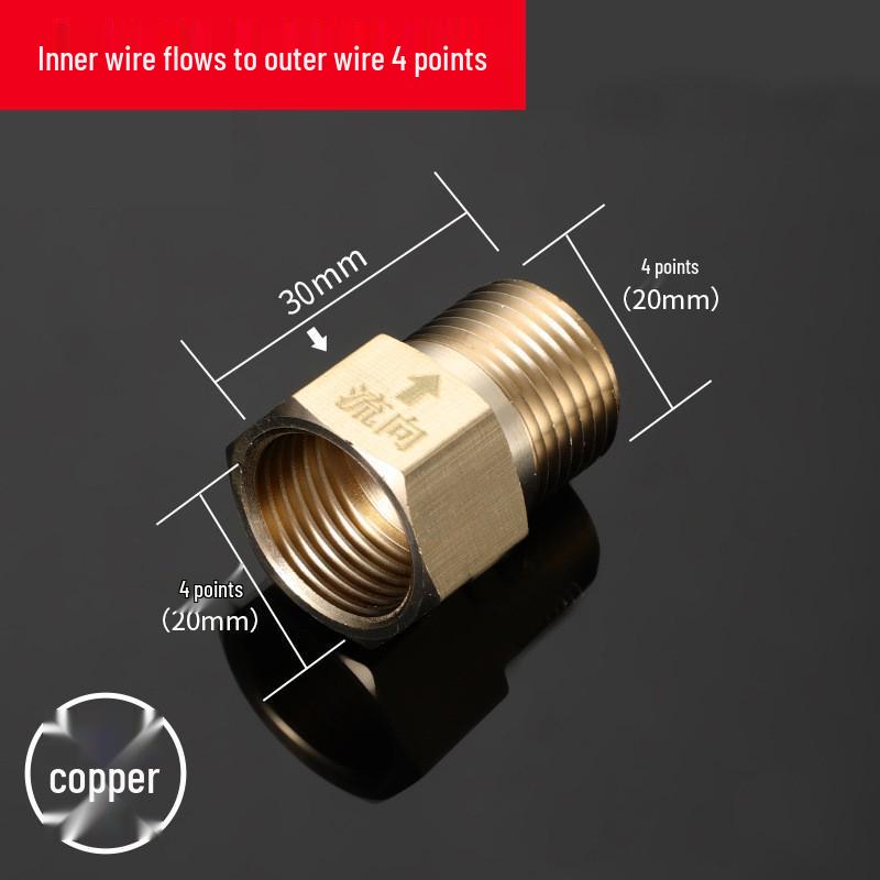 All-Copper Anti-Backflow One-Way Toilet Check Valve for Bathroom & Water Heater