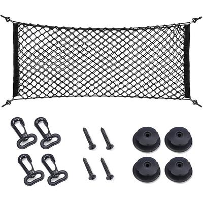 35.5 X 15.7 Inch Rear Cargo Net Adjustable Elastic Mesh Storage Organizer Large Capacity Stretchable Trunk Storage Net