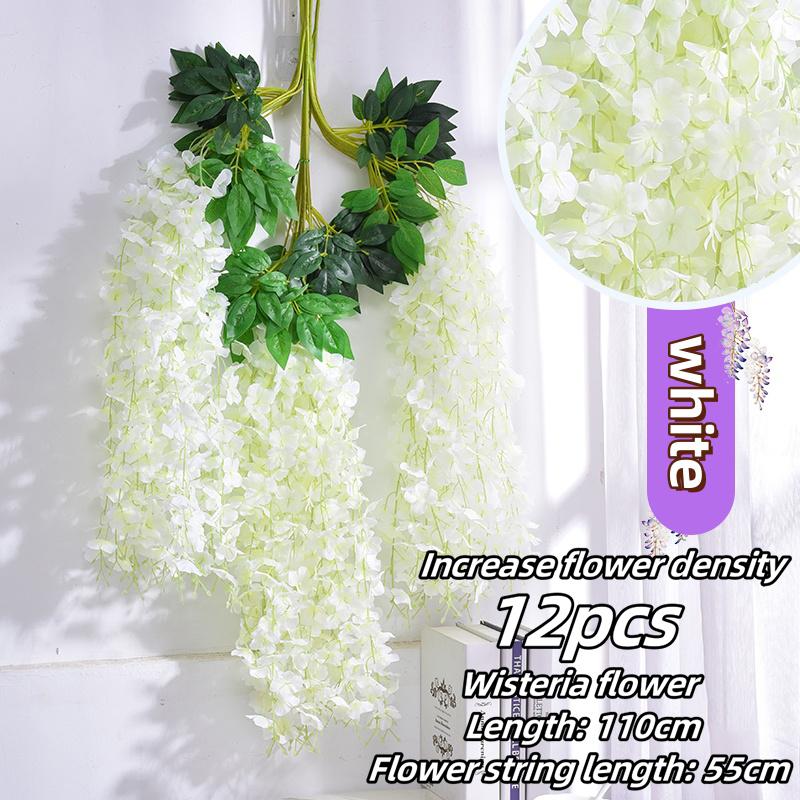 

12 шт. Густі квіти гліцинії Штучні квіти гліцинії Підвісні квіти Штучні квіти гліцинії Квіти для стелі Рослини Зовнішня прикраса
