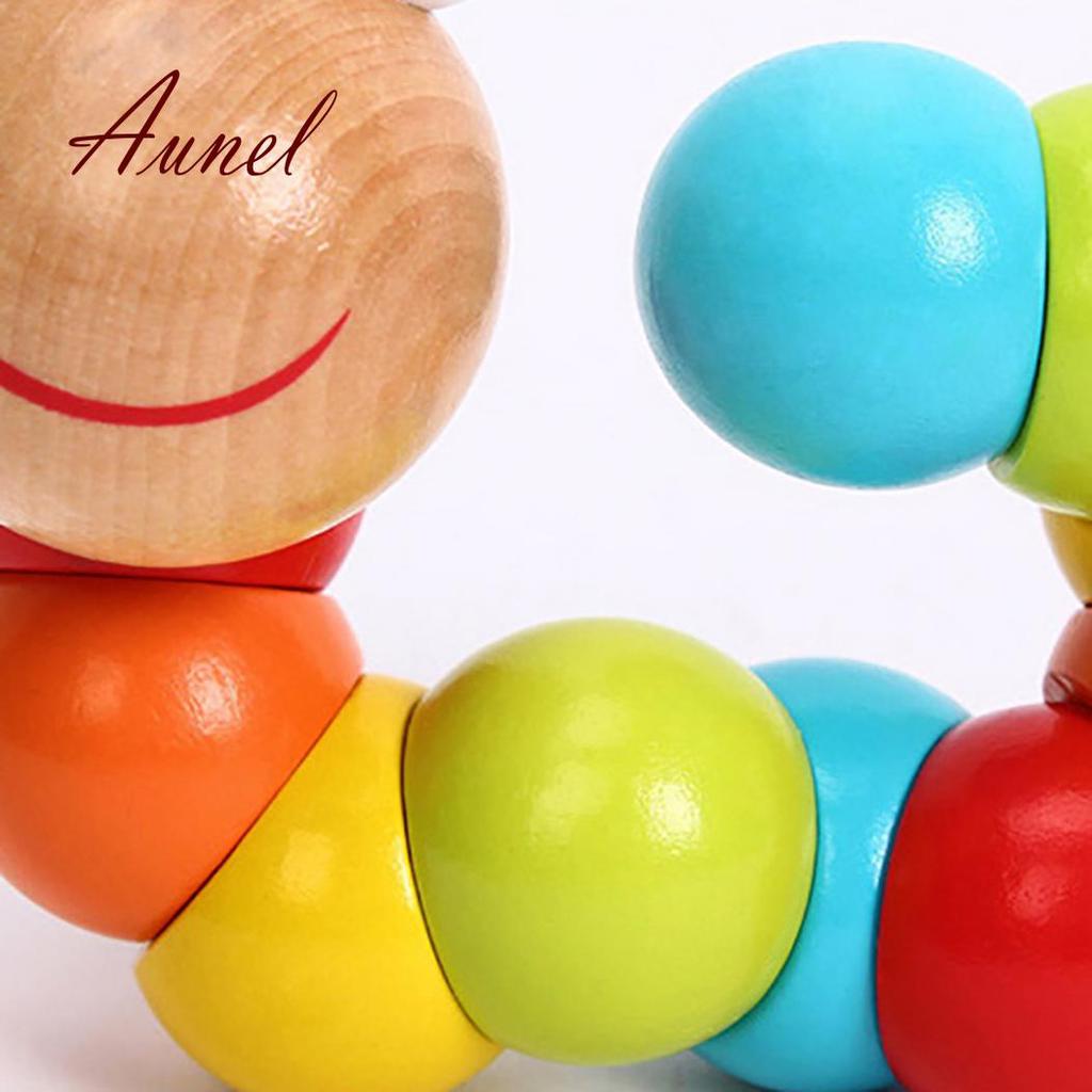 Colorful Wooden Jigsaw Worms Children Early Education Puzzle Finger Games