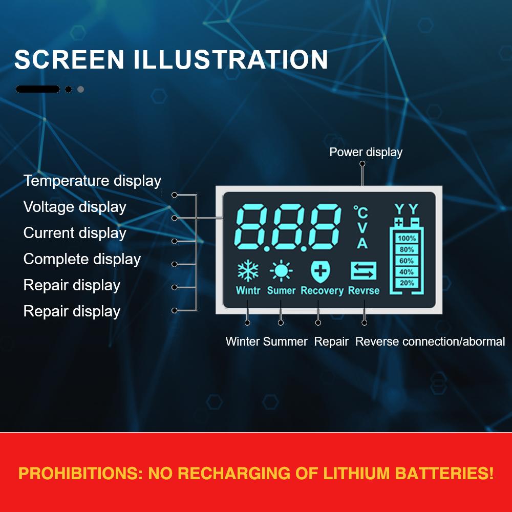 Digital Display Screen Suitable for Lead Acid Batteries 12V6A Intelligent EU Plug Reverse Protection Car/Motorcycle Charger Smart Battery Charger