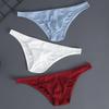Men's Low Waist Silky Solid Color Sexy Briefs and Thong