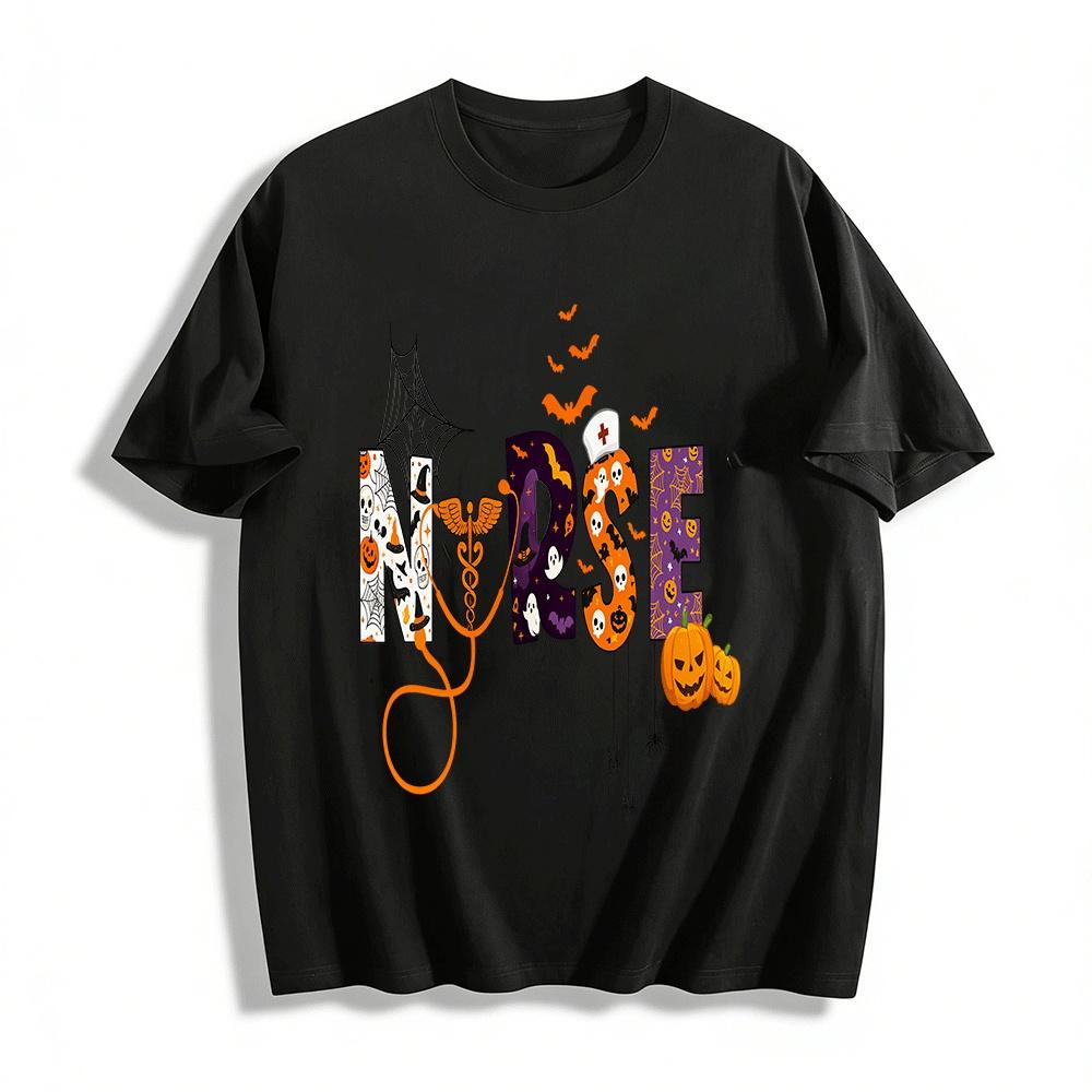 Halloween Themed Nurse Print Casual Top Pure cotton T-shirt XXS