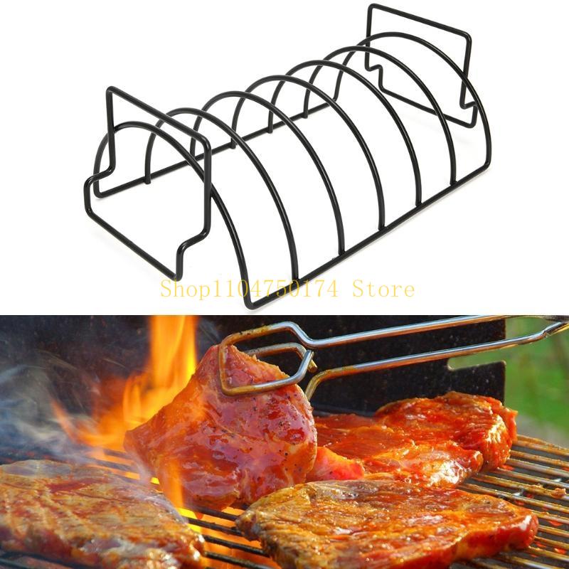 Non-Stick Metal Wire Stand BBQ Grill Steak Holder Roasting Rib Rack Kitchen Tool top sale