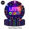 Glow In the Dark Party Supplies Neon Blacklight Tableware Set Happy Birthday Banner Balloons Neon Glow Party Retro Disco Decor