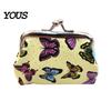 Travel Small Storage Pouch Women Coin Purse, Vintage PU Leather Change Butterfly Cute Bag Kiss Lock Pouch, Pocket-Sized, Mini Purse for Durable Wallet